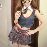 伊蕴慕赵性感皇家学院学生制服 英伦格子学生装A3130