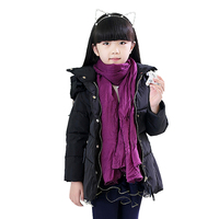 美孚尔 女童羽绒服纯色中长款 韩版连帽冬装保暖外套 厂家直批 4