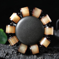 仙古红古典 桶珠羊角嵌紫檀紫铜10颗18x19mm YJ020