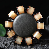 仙古红古典 短桶珠羊角嵌紫铜紫檀12颗16x15mm YJ021