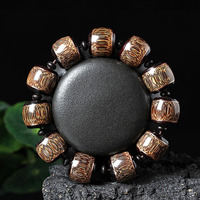 仙古红古典 鼓柱金丝竹嵌紫铜大叶紫檀11颗18x17mm JSZ005
