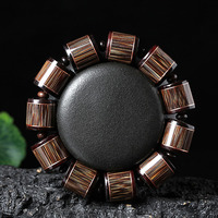 仙古红古典 桶柱金丝竹嵌紫铜紫檀11颗17x17mm JSZ010