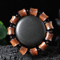 仙古红古典 竹形龙甲木嵌紫铜紫檀11颗16x17mm LJM006