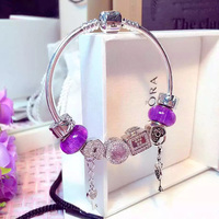 欧莱辉 S925纯银系列手链镯 jewelry皇冠镶钻圆牌DIY珠宝