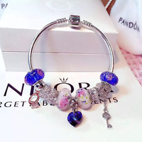 欧莱辉 S925纯银系列手链 欧莱辉饰品 jewelry蓝宝石钥匙手镯