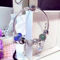 欧莱辉 S925纯银系列手链 jewelry 小美人爱心镶钻手镯女