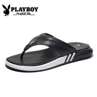PLAYBOY花花公子凉拖鞋男夏天防滑耐磨男生夹脚沙滩鞋青年真皮休闲人字拖