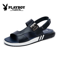 PLAYBOY花花公子男鞋夏季新款露趾凉鞋休闲头层真皮拖鞋防滑沙滩鞋青少年