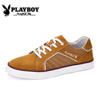 PLAYBOY花花公子秋冬学生运动鞋韩版潮流男生平底休闲板鞋男反绒皮男鞋子