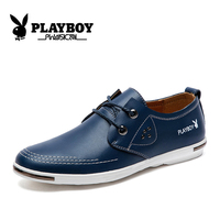 PLAYBOY花花公子男鞋春季新款青少年休闲皮鞋运动真皮板鞋英伦鞋子潮
