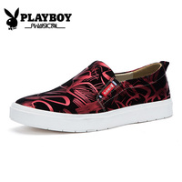 PLAYBOY花花公子男鞋欧美印花乐福鞋懒人鞋休闲鞋潮流涂鸦鞋青少年鞋子潮