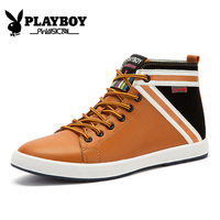 PLAYBOY花花公子马丁靴秋冬潮鞋平底皮鞋休闲鞋高帮鞋男士板鞋潮流靴子男