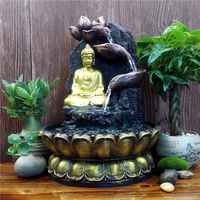 水御江南创意款佛像树脂工艺品流水摆件喷泉水景中式招财