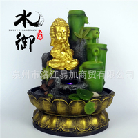 水御江南创意款小佛像树脂工艺品水景中式招财流水摆件开业礼品