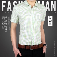 香港至尊洋服春夏季男士衬衫时尚格子衬衫 男装短袖韩版修身衬衣