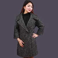 jfelvls羊毛外套大翻领连袖大衣女修身中长款雪花毛呢