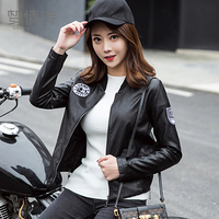 梦情诗韩版短款皮衣女水洗PU皮夹克短外套 新款棒球服修身显瘦