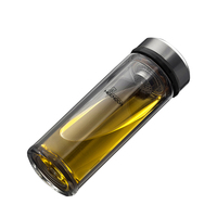 希诺双层玻璃杯隔热加厚男士水杯办公耐热带盖泡茶杯子335ml