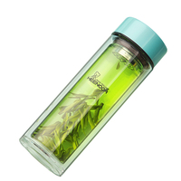 希诺双层玻璃杯女士便携水杯过滤耐热花茶杯可爱创意透明杯320ml