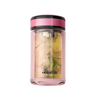 希诺双层玻璃杯女士便携创意水杯过滤耐热花茶杯女神可爱玻璃杯175ml