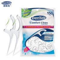 美国德泰克DenTek 舒适清洁牙线棒150支 高拉力超细扁线
