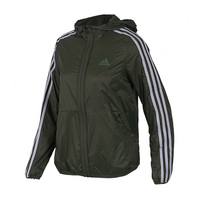 Adidas阿迪达斯女装连帽挡风三条纹运动休闲梭织夹克 DW4240