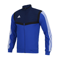 Adidas阿迪达斯男装上衣足球训练运动服开衫休闲立领三条纹夹克外套 DT5266