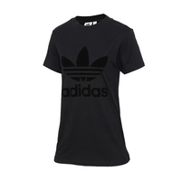 Adidas阿迪达斯女装三叶草 休闲大logo 短袖T恤 DU9856