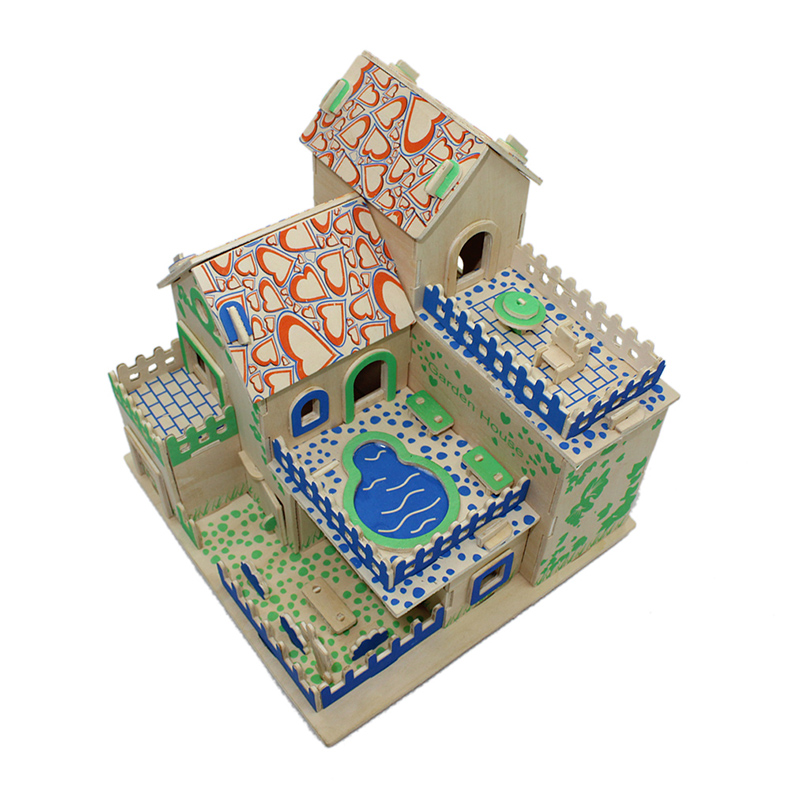 小木羽贝花园建筑别墅拼接模型yd418